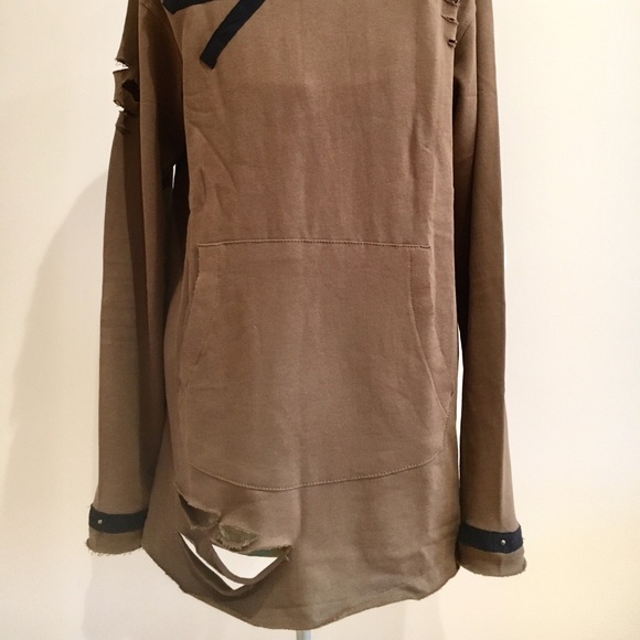 🔴 French Terry Distressed Pullover Hoodie NWT (Only Tobacco/Brown Available) - Picture 7 of 8